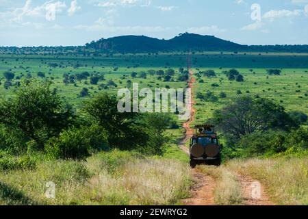 Lion Rock, un promontorio che ha ispirato il film Walt Disney il Re Leone, Lualenyi, Tsavo Conservation Area, Kenya, Africa Orientale, Africa Foto Stock