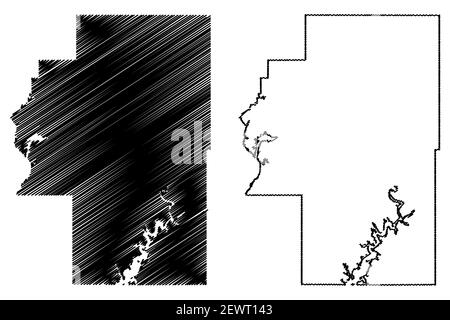 Cherokee County, Oklahoma state (Stati Uniti, Stati Uniti d'America, Stati Uniti, Stati Uniti, Stati Uniti) mappa vettoriale, abbozzare schizzo mappa Cherokee Illustrazione Vettoriale