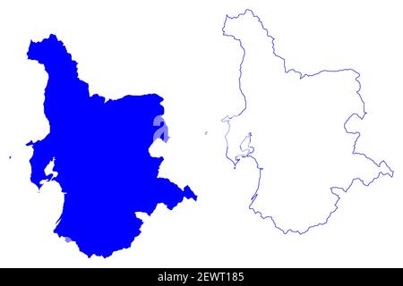 Provincia di Oristano (Italia, Repubblica Italiana, Regione Sardegna) mappa illustrazione vettoriale, schizzo della mappa della provincia di Oristano Illustrazione Vettoriale