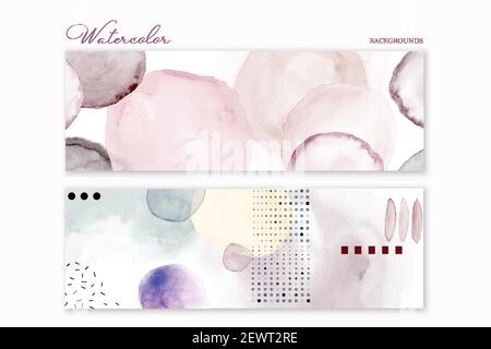 Set di sfondi colorati ad acquerello dipinti a mano per carta banner o. modello volantino Illustrazione Vettoriale