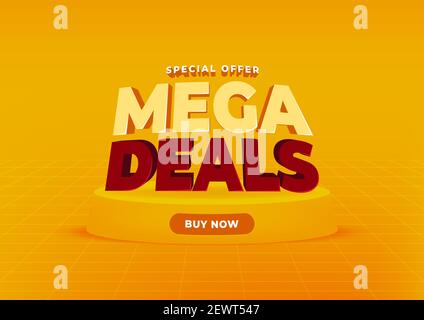 Modello di sfondo banner vendita Mega Deals. Illustrazione Vettoriale