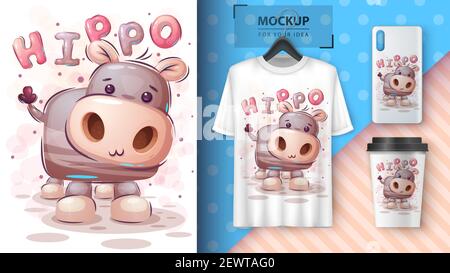 Teddy ippo - poster e merchandising. Illustrazione Vettoriale