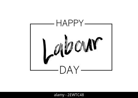 Happy Labor Day calligrafia mano scritta su sfondo bianco. Foto Stock