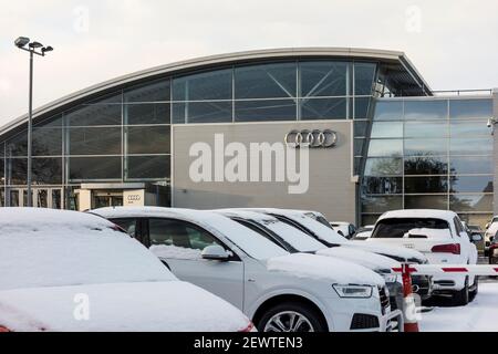 Tetbury Audi Dealership Showroom, Gloucestershire, Regno Unito Foto Stock