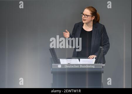 Berlino, Germania. 03 marzo 2021. Katrin Helling-Plahr (FDP) parla ai membri del Bundestag tedesco. Credit: Kira Hofmann/dpa-Zentralbild/dpa/Alamy Live News Foto Stock