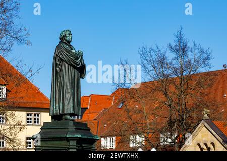 La statua di Martin Lutero in Eisenach Turingia Foto Stock