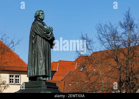 La statua di Martin Lutero in Eisenach Turingia Foto Stock