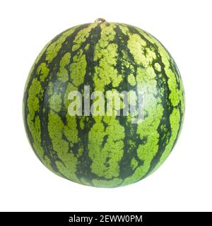 Cocomero intero isolato su bianco o tagliato con ritaglio percorso Foto Stock