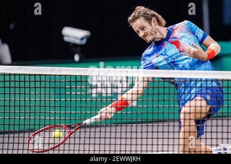 ROTTERDAM, PAESI BASSI - 3 MARZO: Wesley Koolhof dei Paesi Bassi e Lukasz Kubot di Polonia durante la loro partita contro Fabrice Martin di Francia e Jeremy Chardy di Francia. Durante il torneo di tennis mondiale ABN AMRO 48e a Rotterdam Ahoy il 3 marzo 2021 a Rotterdam, Paesi Bassi (Foto di Henk Seppen/Orange Pictures) Credit: Orange Pics BV/Alamy Live News Foto Stock