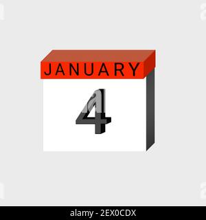 4 gennaio. Icona del calendario giornaliero 3D .data, giorno, mese .calendario per il mese di gennaio Foto Stock