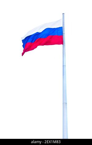 Bandiera della Federazione russa isolata su sfondo bianco Foto Stock