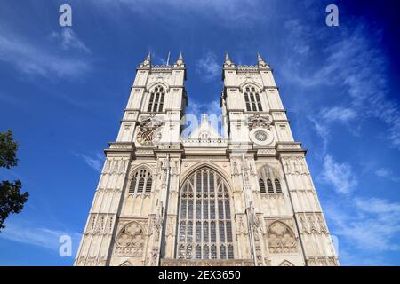 Abbazia di Westminster, Londra. Chiesa abbaziale gotica nella città di Westminster. Monumenti di Londra. Foto Stock