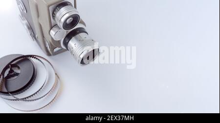 Telecamera vintage da 8 mm con bobina da 8 mm. Foto Stock