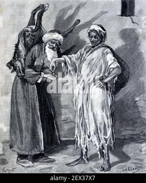 L'uomo armeno dispone di un cane morto per un povero Iranian Woman in Persia o Iran 1896 Illustrazione o incisione Foto Stock