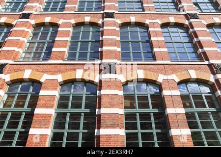 Distretto di Plagwitz nella città di Lipsia in Sassonia, Germania. Ex edificio industriale riproposto. Foto Stock