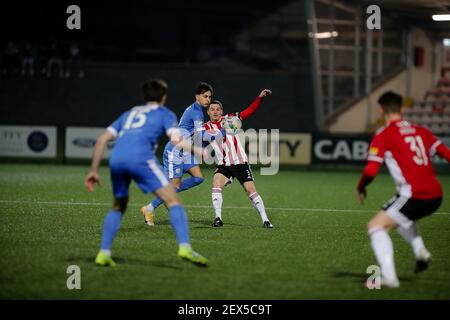 CIARAN COLL (Derry City) Durante un appuntamento pre-stagionale tra le arpe di Derry City e Finn Foto Stock