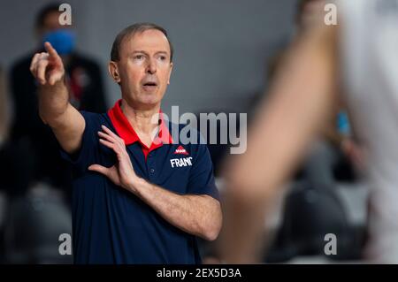 Podgorica, Montenegro. 20 febbraio 2021. Vincent Collet gesti. Credit: Nikola Krstic/Alamy Live News Foto Stock