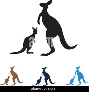 Modello del logo di kangaroo disegno vettoriale di illustrazione Illustrazione Vettoriale