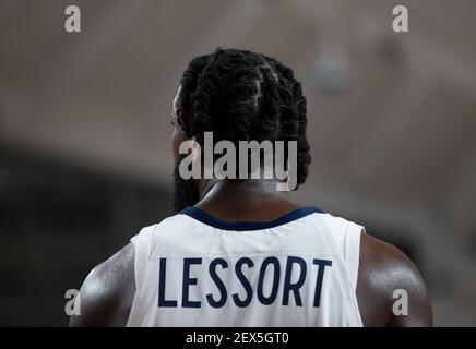 Podgorica, Montenegro. 20 febbraio 2021. Mathias Lessort di Francia. Credit: Nikola Krstic/Alamy Live News Foto Stock