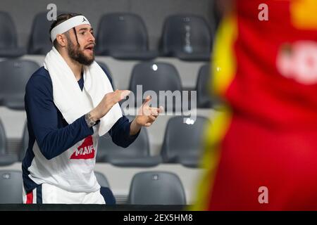 Podgorica, Montenegro. 20 febbraio 2021. Isaia Cordinier di Francia reagisce. Credit: Nikola Krstic/Alamy Live News Foto Stock