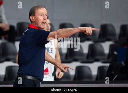 Podgorica, Montenegro. 20 febbraio 2021. Vincent Collet gesti. Credit: Nikola Krstic/Alamy Live News Foto Stock