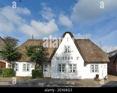 Casa di paglia in Wyk su Foehr, Germania Foto Stock