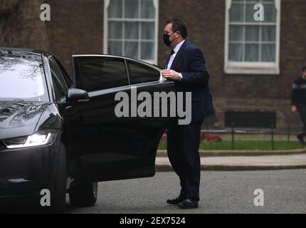 Londra, Regno Unito. 03 marzo 2021. Il capo frusta Mark Spencer arriva al numero 10 di Downing Street. Budget Day, Downing Street, Westminster, Londra, 3 marzo, 2021. Credit: Paul Marriott/Alamy Live News Foto Stock