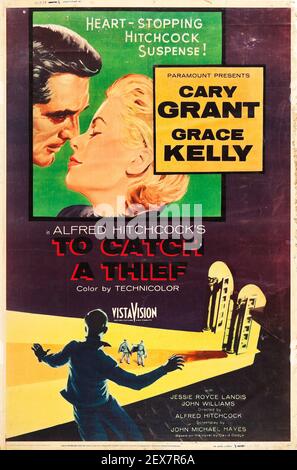 Cary Grant, Grace Kelly nel poster di Alfred Hitchcock per catturare UN ladro. Foto Stock