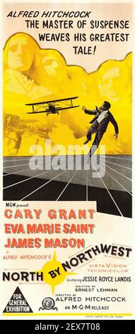 Cary Grant a nord da Northwest, poster del film di Alfred Hitchcock. Feat. EVA Marie Saint e James Mason. 1959. Foto Stock