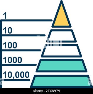 Icona di colore RGB a forma di piramide trofica Illustrazione Vettoriale