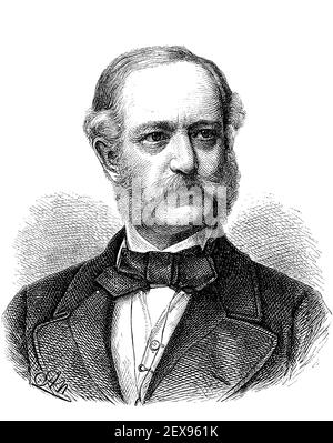 Baron Heinrich Karl von Haymerle, 7 dicembre 1828 - 10 ottobre 1881, uno statista e diplomatico austriaco / Freiherr Heinrich Karl von Haymerle, 7. Dicembre 1828 - 10. Oktober 1881, ein Österreichischer Staatsmann und Diplomat, Historisch, storico, digitale riproduzione migliorata di un originale del 19 ° secolo / digitale Reproduktion einer Originalvollage aus dem 19. Jahrhundert, Foto Stock