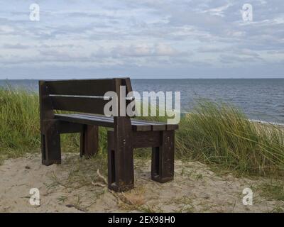 Punto di osservazione a Goting Cliff a Nieblum, Germania Foto Stock
