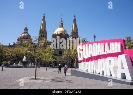 Cattedrale di Guadalajara nel centro storico, Guadalajara, Jalisco, Messico Foto Stock