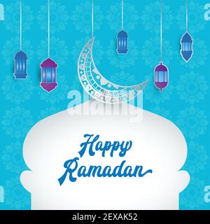 ramadan kareem ramadan mubarak, felice ramadan saluto disegno per i musulmani mese santo, illustrazione vettoriale Illustrazione Vettoriale