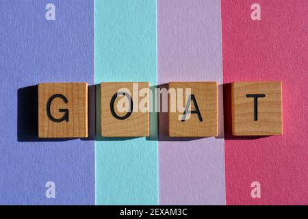 CAPRA, acronimo per Greatest of All Time, teen slang per qualcosa che è Molto bene. Foto Stock