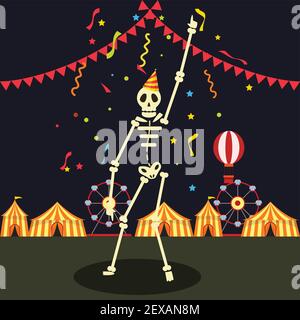 scheletro danzante in movimento. illustrazione vettoriale Illustrazione Vettoriale