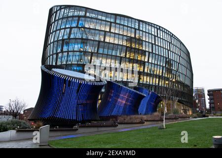 Sede centrale della società cooperativa, NOMA, One Angel Square, Manchester, Regno Unito. Foto Stock