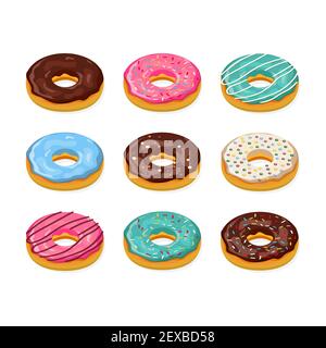 Set di ciambelle di cartone animato Illustrazione Vettoriale