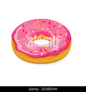 ciambella con smalto rosa. Illustrazione Vettoriale