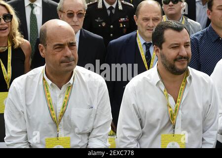 Foto Repertorio, Italia. 04 marzo 2021. Nicola Zingaretti e Matteo Salvini al Villaggio Coldiretti al Circo massimo (Roma - 2018-10-05, LUIGI MISTRULLI) ps la foto può essere utilizzata nel rispetto del contesto in cui è stata scattata, e senza l'intento diffamatorio del decoro delle persone rappresentate uso Editoriale solo credito: Agenzia fotografica indipendente/Alamy Live News Foto Stock