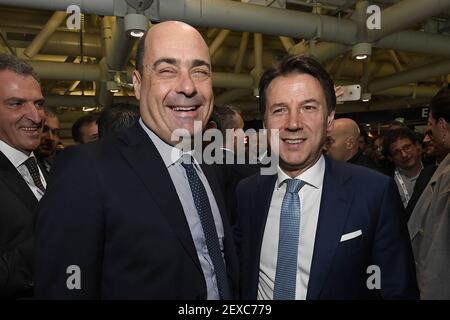 Foto Repertorio, Italia. 04 marzo 2021. Nicola Zingaretti e Giuseppe Conte durante la conferenza organizzata in occasione del decimo anniversario di ItaliaCamp (Fiumicino - 2020-02-01, Luigi Mistrulli) ps la foto può essere utilizzata nel rispetto del contesto in cui è stata scattata, E senza l'intento diffamatorio del decoro del popolo rappresentato uso Editoriale solo credito: Agenzia indipendente Foto / Alamy Live News Foto Stock