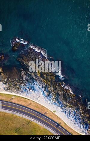 Ocean Drive di Newport Rhode Island da Aerial Drone Foto Stock