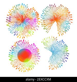 Splendidi colori di andelioni. Vettore Illustrazione Vettoriale