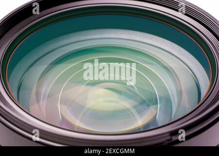Primo piano di una macro di un obiettivo fotografico Foto Stock