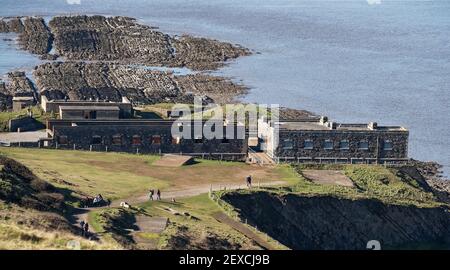 Parzialmente rinnovato pensiero napoleonico su Brean Down Promenory nel Somerset Foto Stock