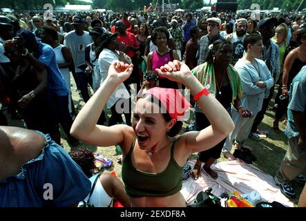 I concerti si esibono al concerto Sunsplash nell'agosto 1999 a Londra's Victoria Parcheggio Foto Stock