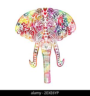 La testa dell'elefante è multicolore. Illustrazione vettoriale Illustrazione Vettoriale