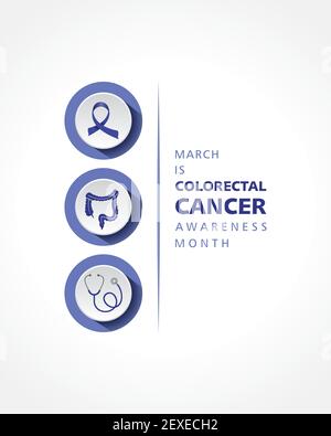 Illustrazione vettoriale del mese colorettale di consapevolezza del cancro osservato nel mese di marzo Ogni anno Illustrazione Vettoriale