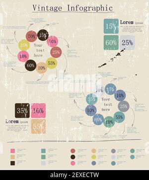 Infografico retrò con frecce di inchiostro. Foto Stock