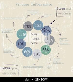 Infografico retrò con frecce di inchiostro. Foto Stock
